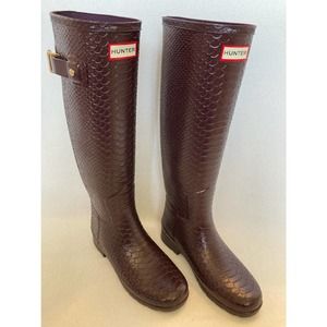 HUNTER New Perfect Pairs Red Croc-embossed Rain Boot 5